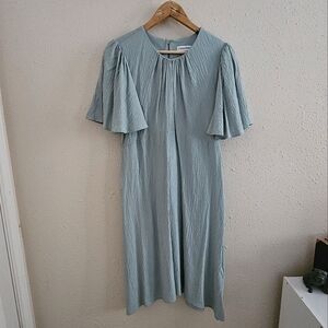 Calvin Klein Flutter Sleeve Midi Mint Dress